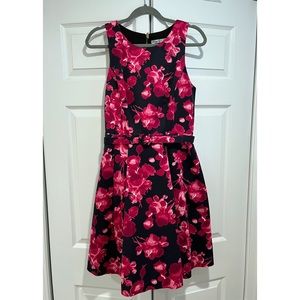 Eliza J fit and flare belted dress; flower print
